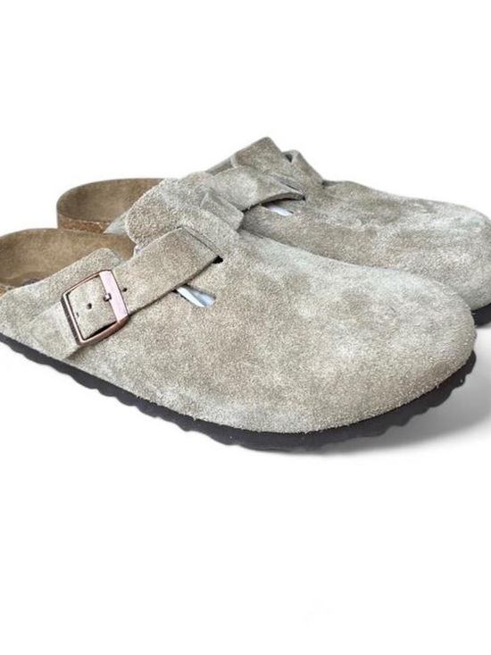 Birkenstock Shoes - Birkenstock Boston Soft Footbed Taupe Suede Clogs US Women's 8-8.5 EU 39 Narrow